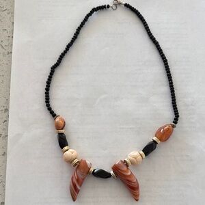 Source Unknown Black and Brown Beaded Necklace
